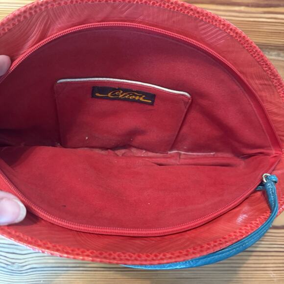 Vtg Carlo Fiori Purse Brightly Colored Snake Leather Crossbody Zip Tassles Italy - Picture 8 of 15